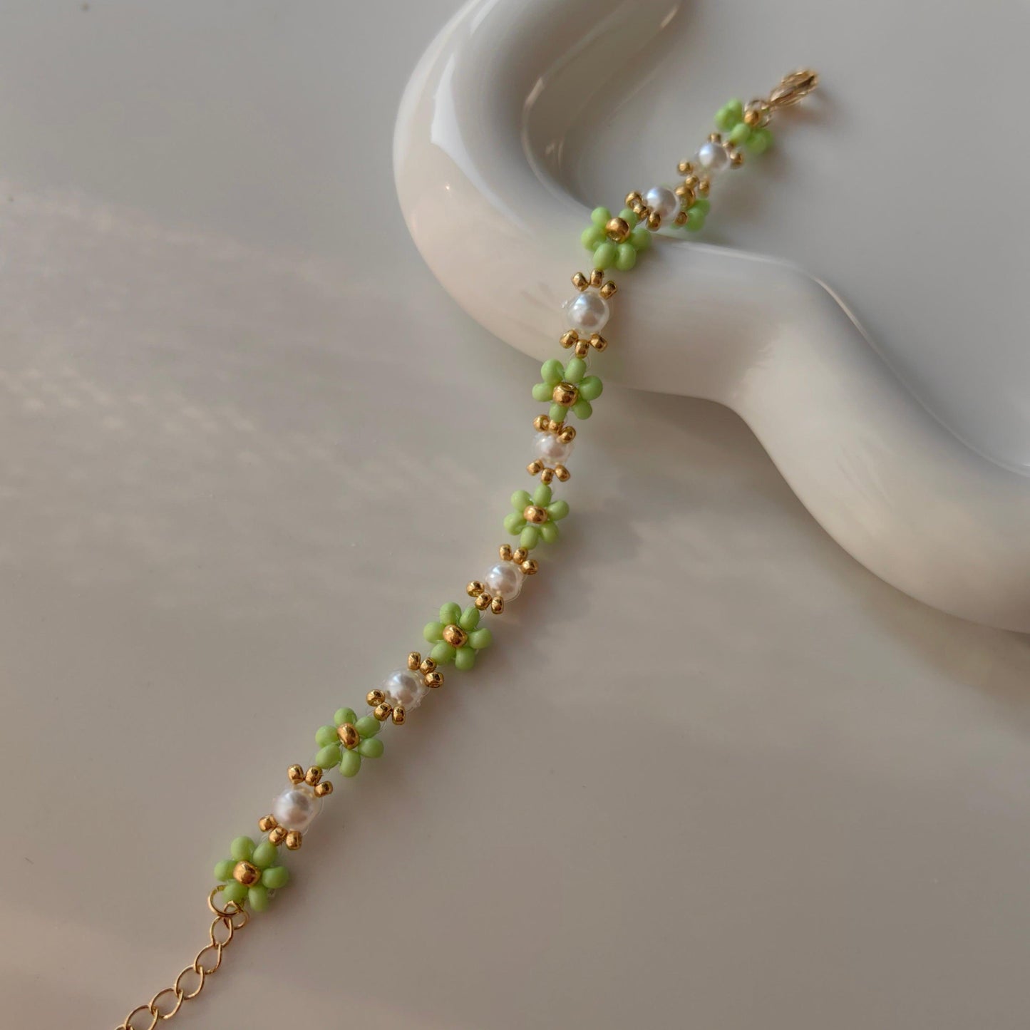 women-green-bead-handmade-bracelet