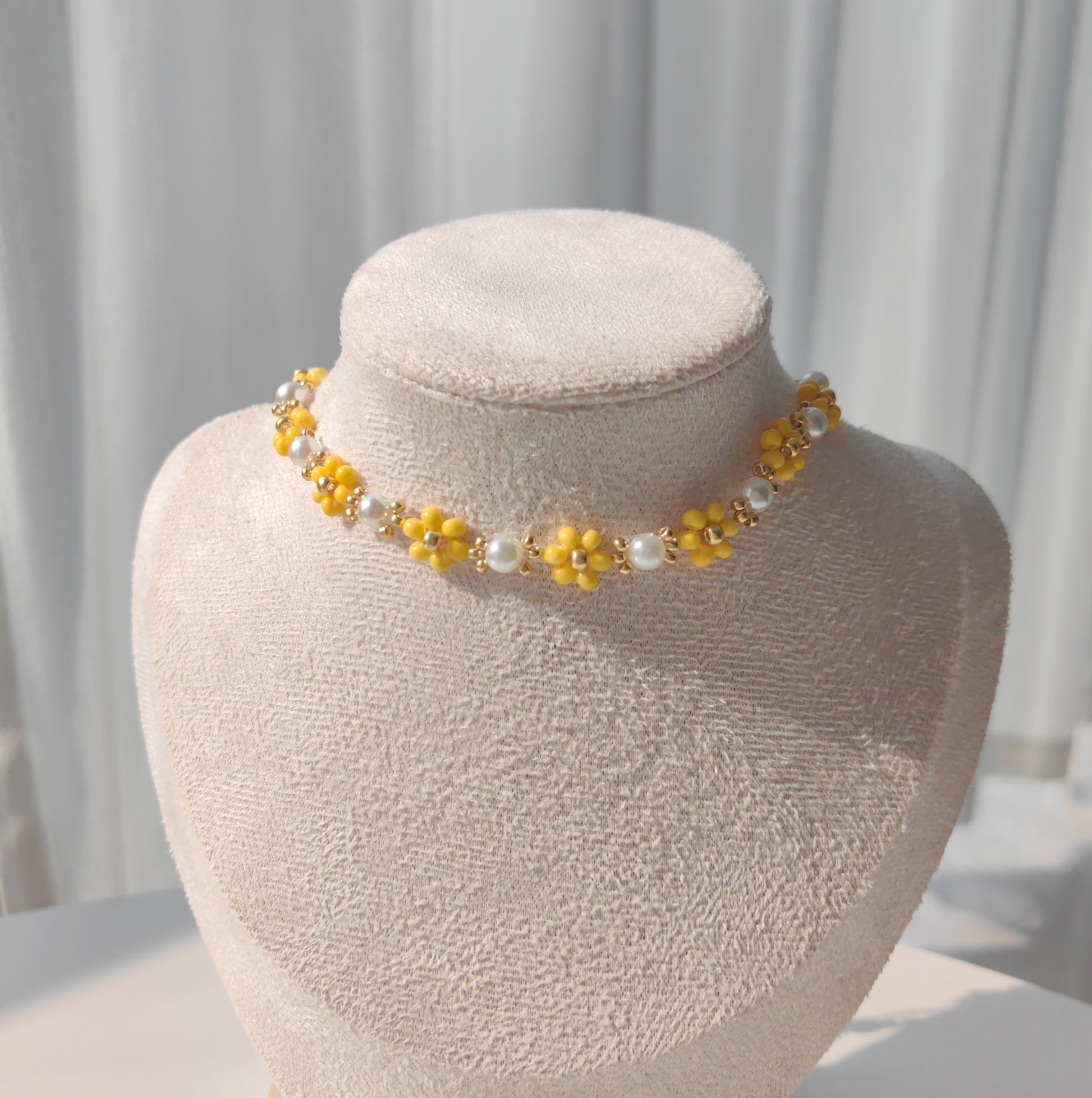 women-yellow-bead-handmade-necklace