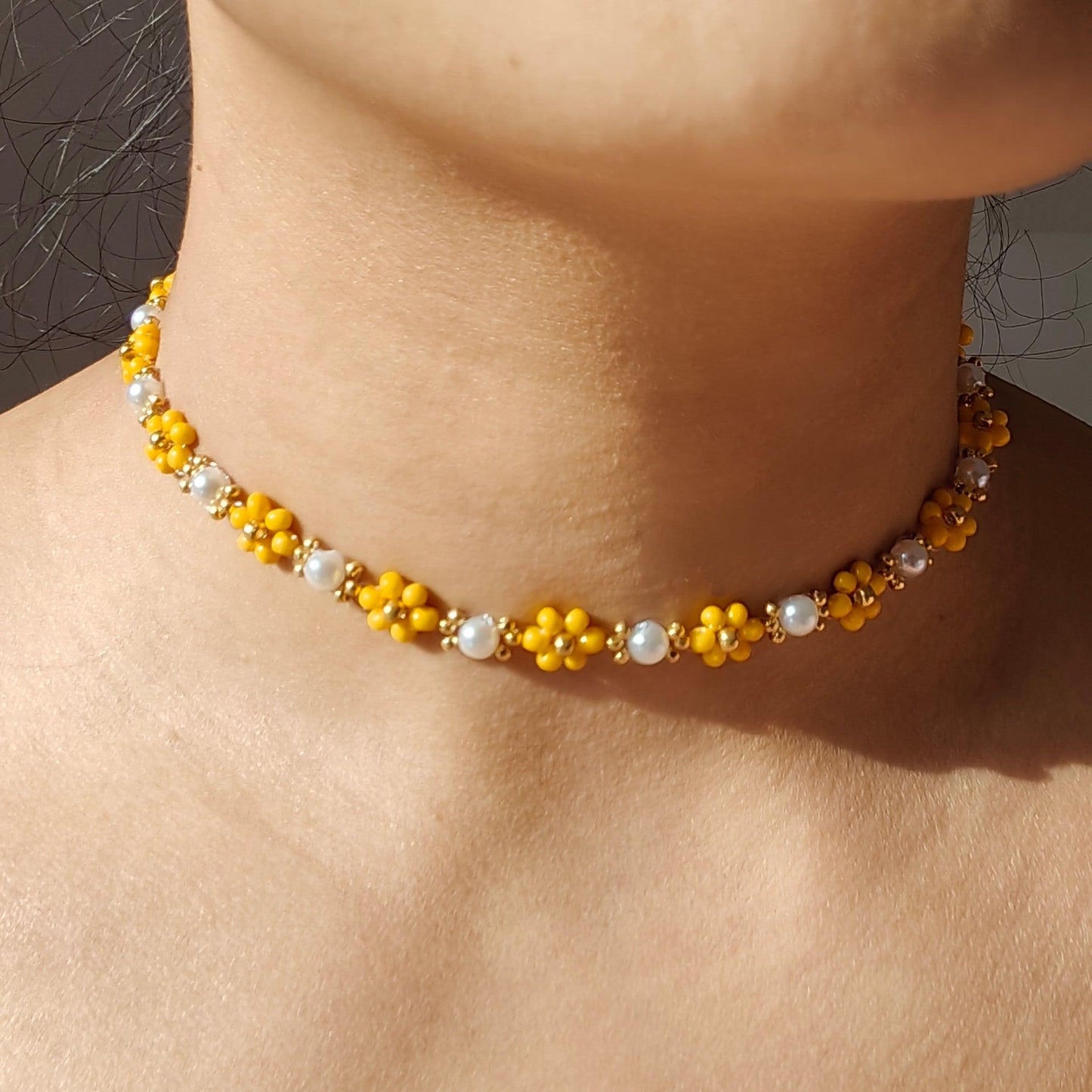 women-yellow-beads-handmade-necklace